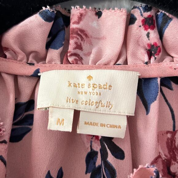 Kate Spade Floral Ruffle Sleeveless Blouse Pink Size M Feminine Romantic Cottage - Picture 3 of 4